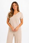 Blusa Heritage Detalhe Franzido Amendoa